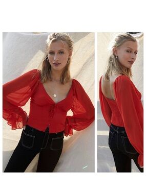 Urban Outfitters Red Long Sleeve Top